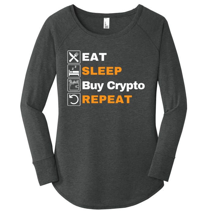 Eat Sleep Repeat Buy Crypto Bitcoin Blockchain Crypto Women's Perfect Tri Tunic Long Sleeve Shirt