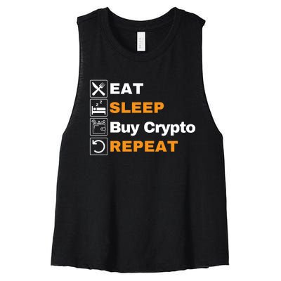 Eat Sleep Repeat Buy Crypto Bitcoin Blockchain Crypto Women's Racerback Cropped Tank