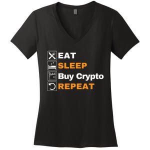 Eat Sleep Repeat Buy Crypto Bitcoin Blockchain Crypto Women's V-Neck T-Shirt