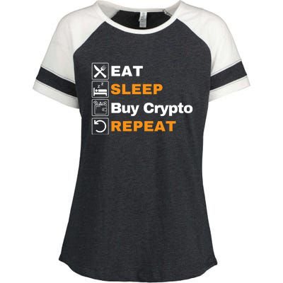 Eat Sleep Repeat Buy Crypto Bitcoin Blockchain Crypto Enza Ladies Jersey Colorblock Tee