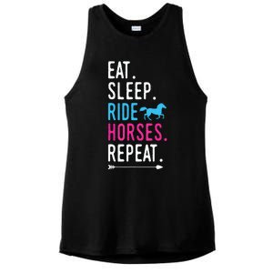 Eat Sleep Ride Horses Repeat Horse Ride Equestrian For Girl Ladies PosiCharge Tri-Blend Wicking Tank