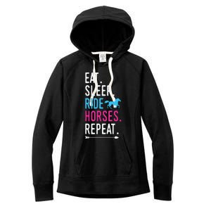 Eat Sleep Ride Horses Repeat Horse Ride Equestrian For Girl Women's Fleece Hoodie