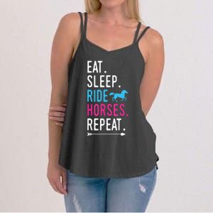 Eat Sleep Ride Horses Repeat Horse Ride Equestrian For Girl Women's Strappy Tank