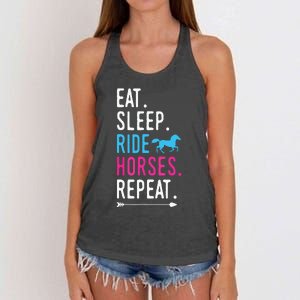 Eat Sleep Ride Horses Repeat Horse Ride Equestrian For Girl Women's Knotted Racerback Tank