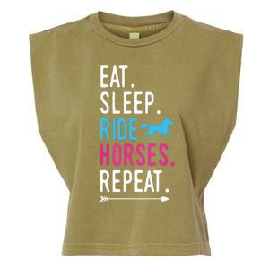 Eat Sleep Ride Horses Repeat Horse Ride Equestrian For Girl Garment-Dyed Women's Muscle Tee