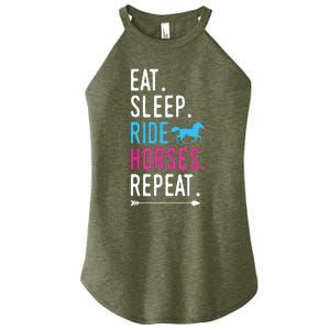 Eat Sleep Ride Horses Repeat Horse Ride Equestrian For Girl Women's Perfect Tri Rocker Tank