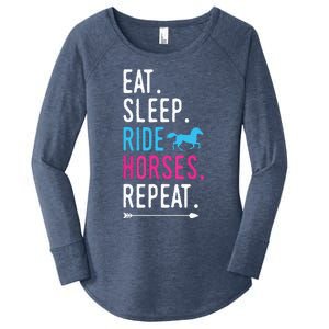 Eat Sleep Ride Horses Repeat Horse Ride Equestrian For Girl Women's Perfect Tri Tunic Long Sleeve Shirt