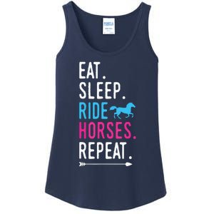 Eat Sleep Ride Horses Repeat Horse Ride Equestrian For Girl Ladies Essential Tank