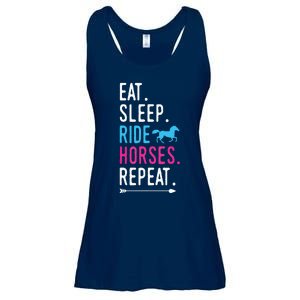 Eat Sleep Ride Horses Repeat Horse Ride Equestrian For Girl Ladies Essential Flowy Tank