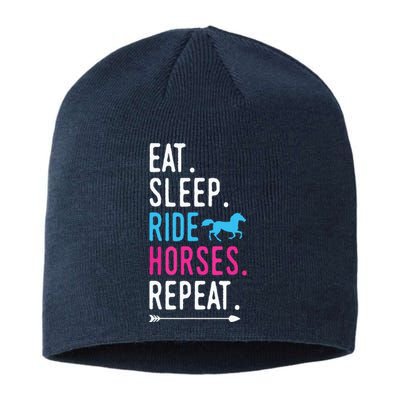 Eat Sleep Ride Horses Repeat Horse Ride Equestrian For Girl Sustainable Beanie