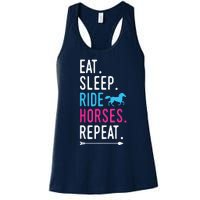 Eat Sleep Ride Horses Repeat Horse Ride Equestrian For Girl Women's Racerback Tank