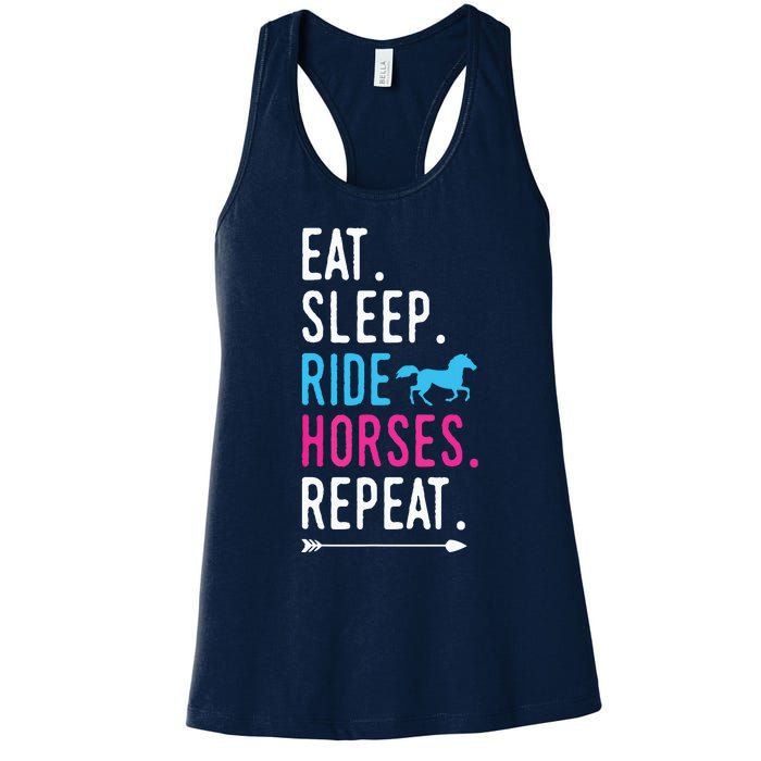 Eat Sleep Ride Horses Repeat Horse Ride Equestrian For Girl Women's Racerback Tank