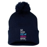 Eat Sleep Ride Horses Repeat Horse Ride Equestrian For Girl Pom Pom 12in Knit Beanie