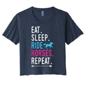 Eat Sleep Ride Horses Repeat Horse Ride Equestrian For Girl Women's Crop Top Tee