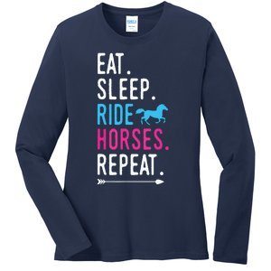 Eat Sleep Ride Horses Repeat Horse Ride Equestrian For Girl Ladies Long Sleeve Shirt