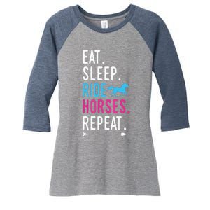 Eat Sleep Ride Horses Repeat Horse Ride Equestrian For Girl Women's Tri-Blend 3/4-Sleeve Raglan Shirt