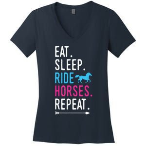 Eat Sleep Ride Horses Repeat Horse Ride Equestrian For Girl Women's V-Neck T-Shirt