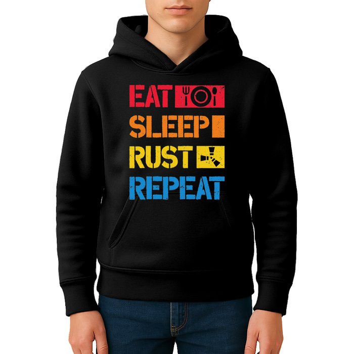 Eat Sleep Rust Repeat Funny Programmer Coder Programming Kids Hoodie