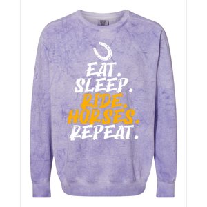 Eat Sleep Ride Horses Repeat Horse Horseback Riding Cool Gift Colorblast Crewneck Sweatshirt