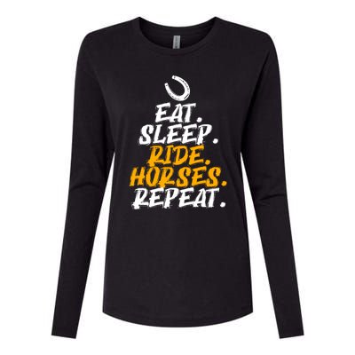 Eat Sleep Ride Horses Repeat Horse Horseback Riding Cool Gift Womens Cotton Relaxed Long Sleeve T-Shirt