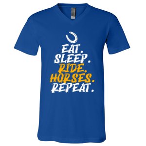 Eat Sleep Ride Horses Repeat Horse Horseback Riding Cool Gift V-Neck T-Shirt