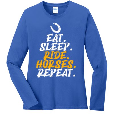 Eat Sleep Ride Horses Repeat Horse Horseback Riding Cool Gift Ladies Long Sleeve Shirt