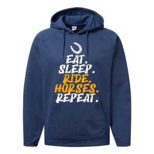 Eat Sleep Ride Horses Repeat Horse Horseback Riding Cool Gift Performance Fleece Hoodie