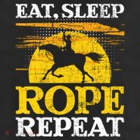 Eat Sleep Rope Repeat Cowboy Header Heeler Roping Lover 7 Panel Mesh Trucker Snapback Hat