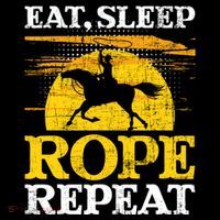 Eat Sleep Rope Repeat Cowboy Header Heeler Roping Lover Flexfit Unipanel Trucker Cap
