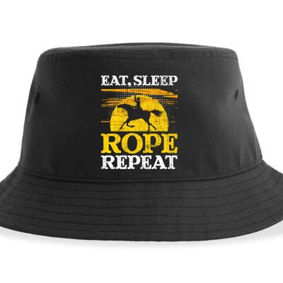 Eat Sleep Rope Repeat Cowboy Header Heeler Roping Lover Sustainable Bucket Hat