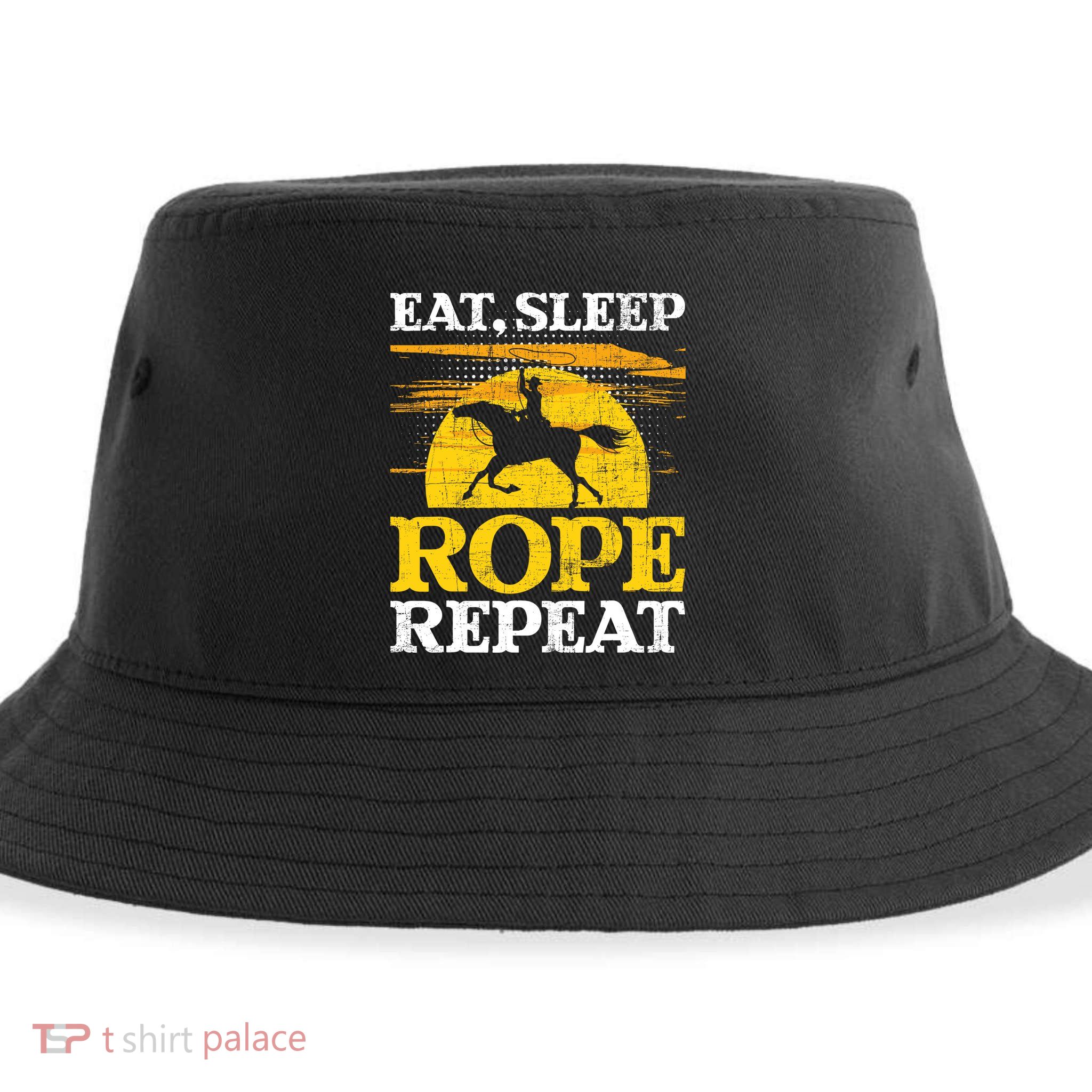 Eat Sleep Rope Repeat Cowboy Header Heeler Roping Lover Sustainable Bucket Hat