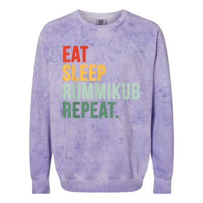 Eat Sleep Rummikub Repeat Multicolored Font Colorblast Crewneck Sweatshirt