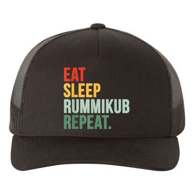 Eat Sleep Rummikub Repeat Multicolored Font Yupoong Adult 5-Panel Trucker Hat