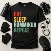 Eat Sleep Rummikub Repeat Multicolored Font Performance Shirt