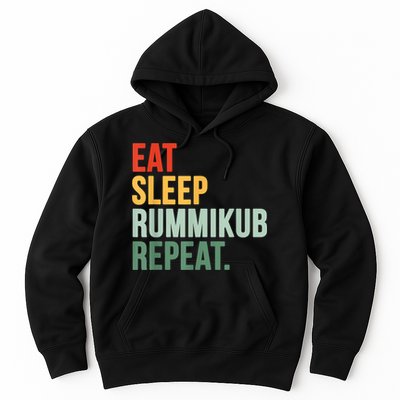 Eat Sleep Rummikub Repeat Multicolored Font Hoodie