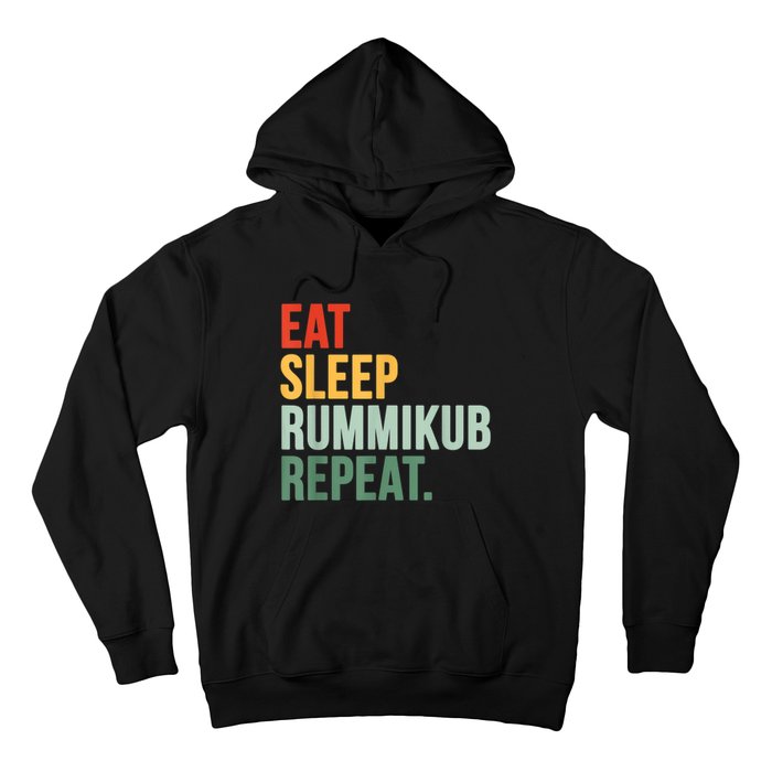 Eat Sleep Rummikub Repeat Multicolored Font Hoodie