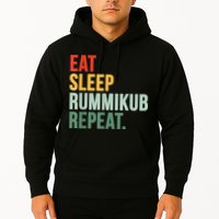 Eat Sleep Rummikub Repeat Multicolored Font Hoodie