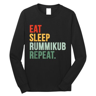 Eat Sleep Rummikub Repeat Multicolored Font Long Sleeve Shirt