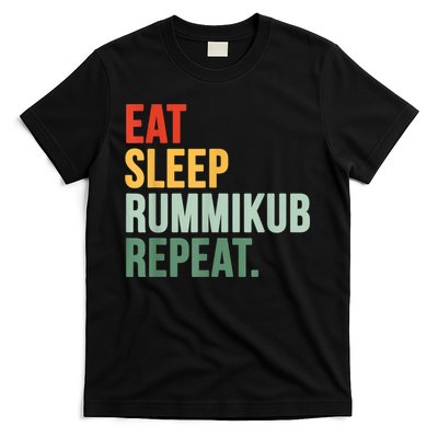 Eat Sleep Rummikub Repeat Multicolored Font T-Shirt