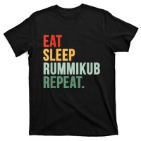 Eat Sleep Rummikub Repeat Multicolored Font T-Shirt