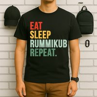 Eat Sleep Rummikub Repeat Multicolored Font T-Shirt