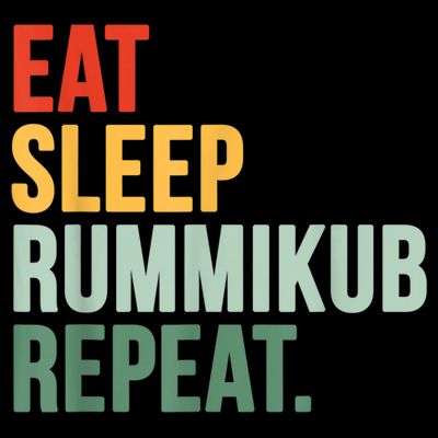 Eat Sleep Rummikub Repeat Multicolored Font T-Shirt