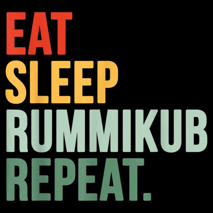 Eat Sleep Rummikub Repeat Multicolored Font T-Shirt