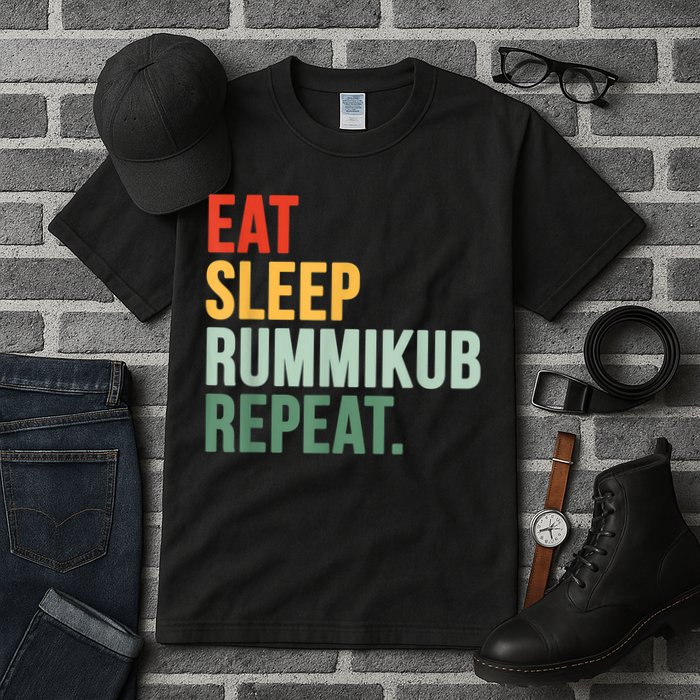 Eat Sleep Rummikub Repeat Multicolored Font Tall T-Shirt