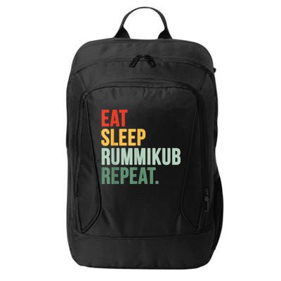 Eat Sleep Rummikub Repeat Multicolored Font City Backpack