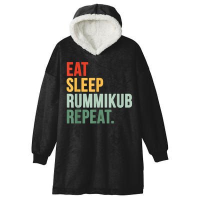 Eat Sleep Rummikub Repeat Multicolored Font Hooded Wearable Blanket