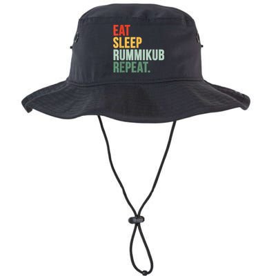 Eat Sleep Rummikub Repeat Multicolored Font Bucket Hat