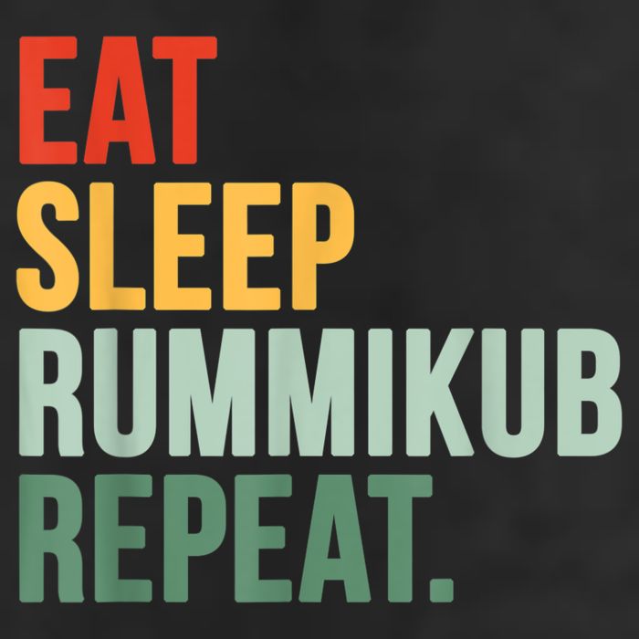 Eat Sleep Rummikub Repeat Multicolored Font Beanie