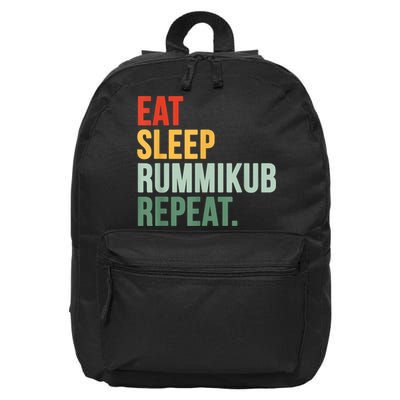 Eat Sleep Rummikub Repeat Multicolored Font 16 in Basic Backpack