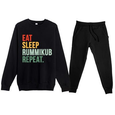 Eat Sleep Rummikub Repeat Multicolored Font Premium Crewneck Sweatsuit Set